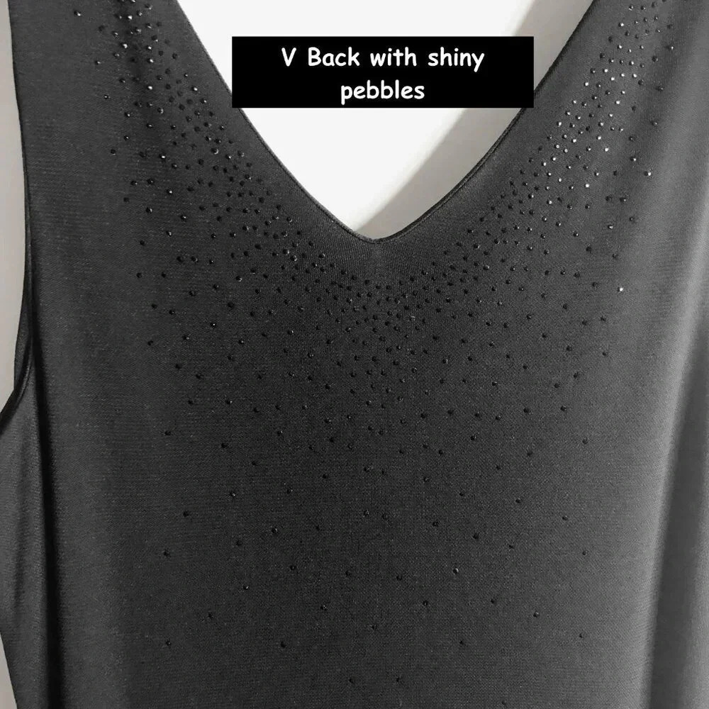 Ralph Lauren Long Black Jersey Dress Embellished with Shiny Pebble, Size M - Picture 3 of 9